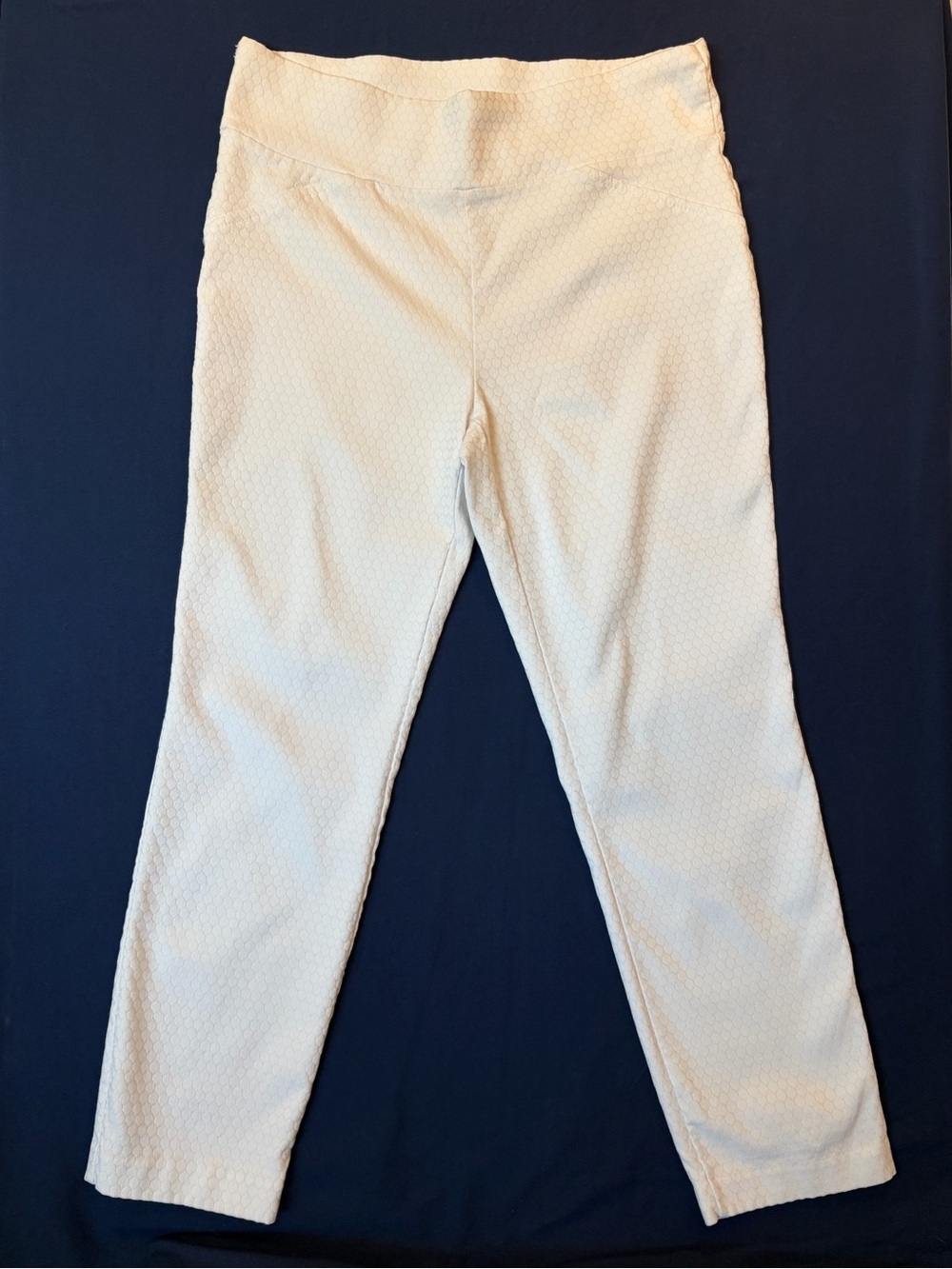 Meg & Margot White Pull On Textured Pant w/Honeycomb Pattern Women's Sz XLg